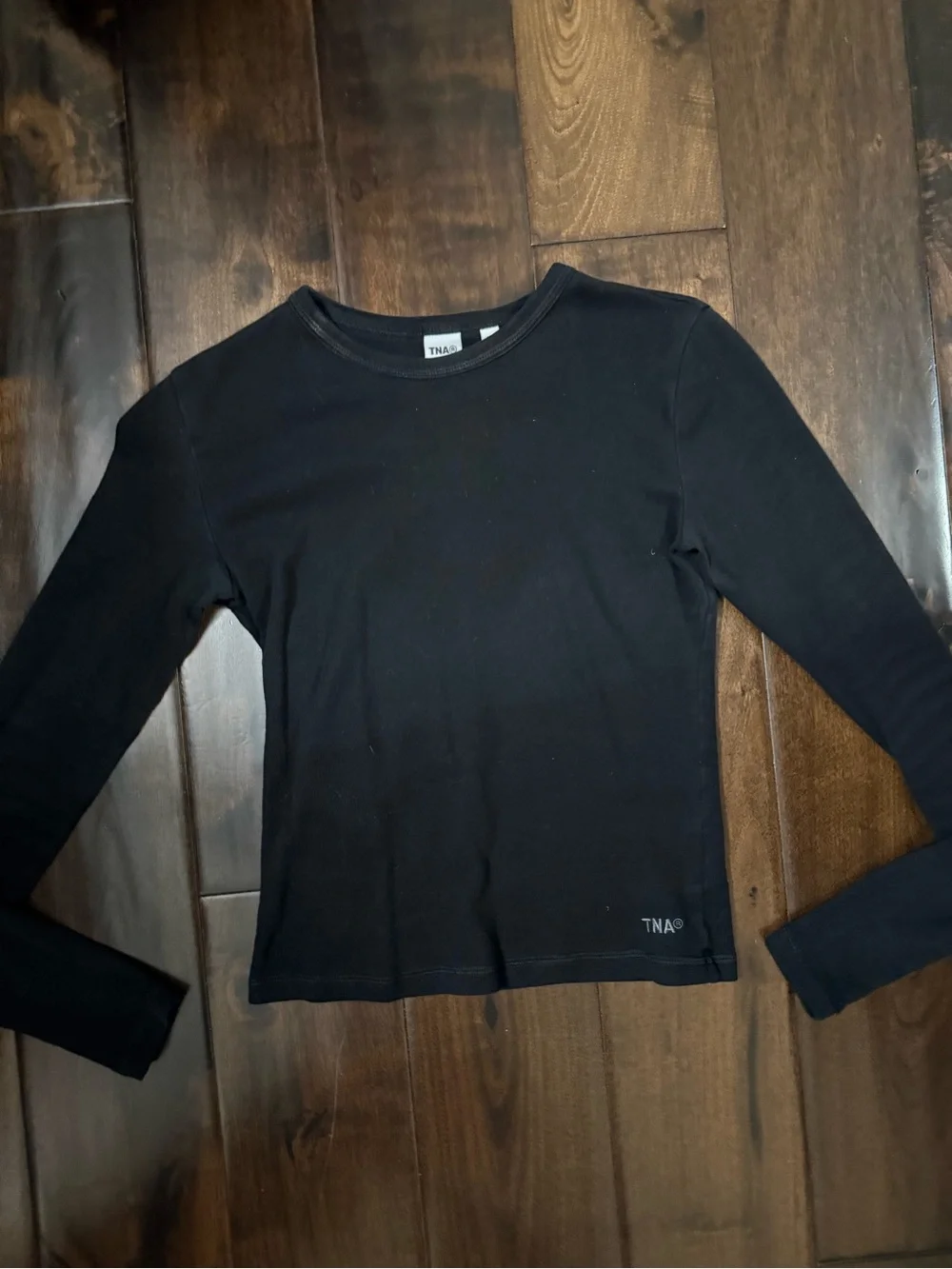 TNA Black Long Sleeve Crew Tee with Subtle Logo